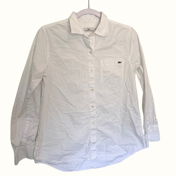 Vineyard Vines Tops - Vineyard Vines Womens White Long Sleeve Button Down Whale Logo Shirt Size 2
